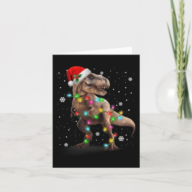 Dinosaur T-rex Tree Christmas  Xmas Pet Dino Trex  Card (Front)