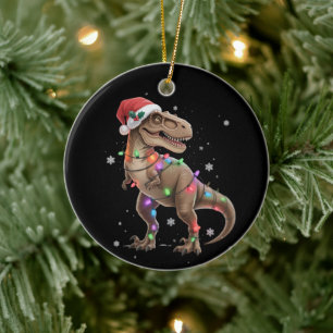 Dinosaur T-rex Tree Christmas Xmas Pet Dino Trex Ceramic Ornament