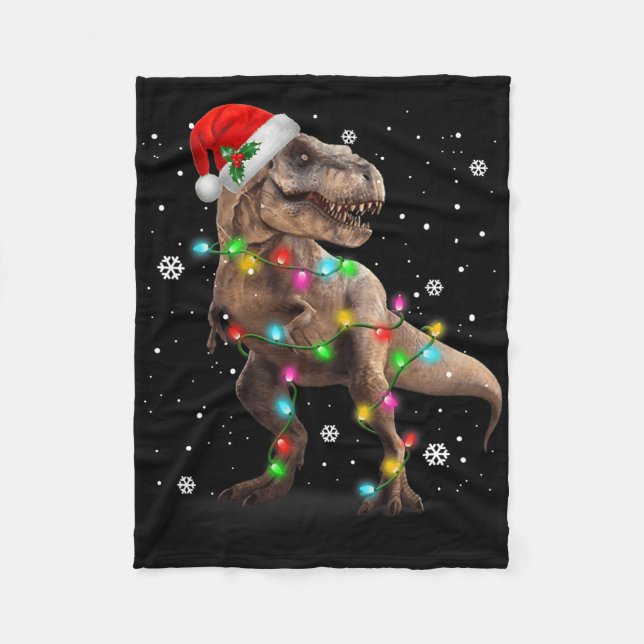Dinosaur T-rex Tree Christmas Xmas Pet Dino Trex  Fleece Blanket (Front)