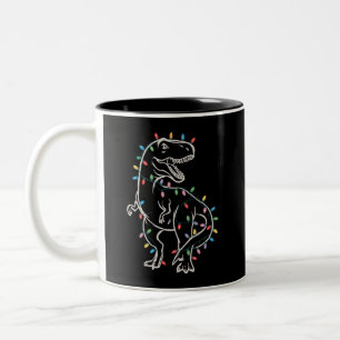 Dinosaur T-rex Tree Christmas Xmas Pet Dino Trex Two-Tone Coffee Mug