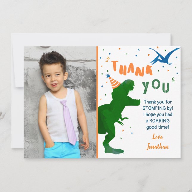 Dinosaur T-rex Trois Rex Anniversaire Merci Cartes (Devant)
