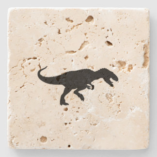 Dinosaur T-Rex Tyrannosaurus Rex Black Silhouette Stone Coaster