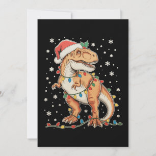 Dinosaur T Rex Xmas Dino Christmas Lights Holiday Card