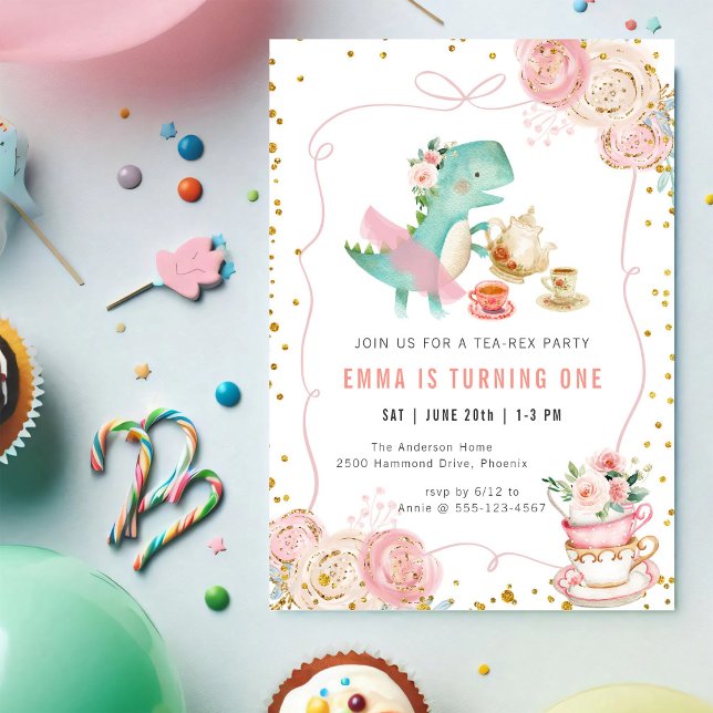Dinosaur Tea Party Birthday Invitation (Creator Uploaded)