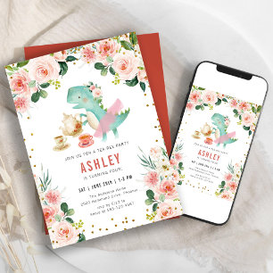 Dinosaur Tea Party Birthday Invitation