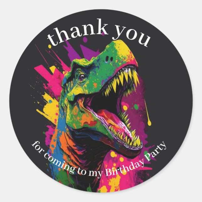 Dinosaur Thank You   Classic Round Sticker (Front)