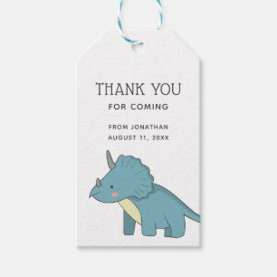 Dinosaur Thank You Triceratops Dino Birthday Gift Tags