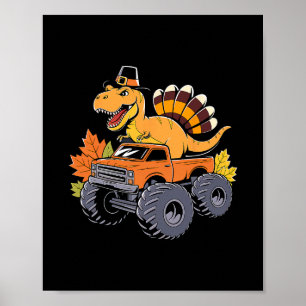 Dinosaur Thanksgiving Boys Kids Dino T Rex Monster Poster