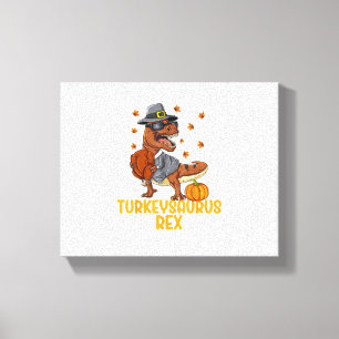 Dinosaur Thanksgiving Boys Turkey Saurus T rex Kid Canvas Print