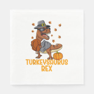 Dinosaur Thanksgiving Boys Turkey Saurus T rex Kid Napkin