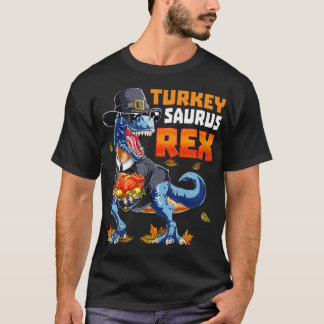 Dinosaur Thanksgiving Boys Turkey Saurus T rex Pil T-Shirt