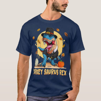 Dinosaur Thanksgiving Boys Turkey Saurus T rex - T-Shirt