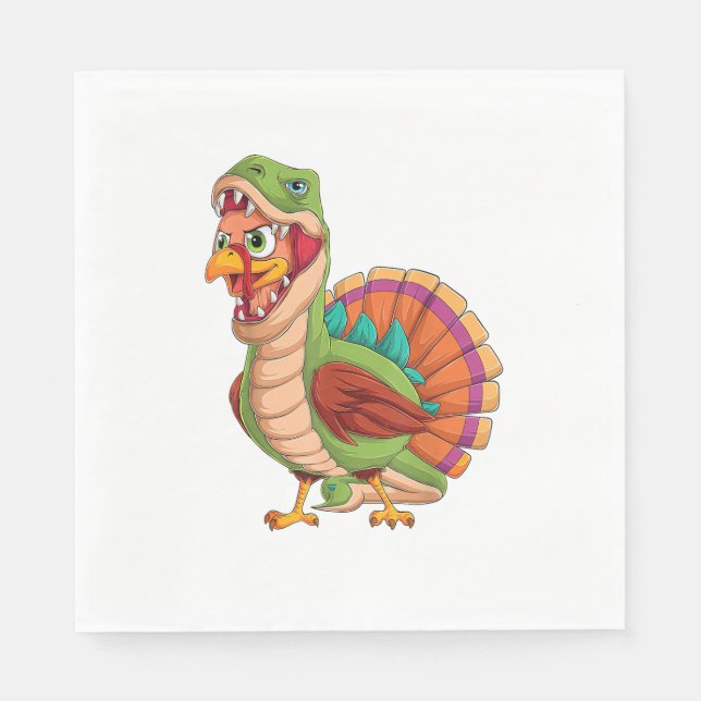 Dinosaur Thanksgiving Boys Turkey Saurus T rex Tur Napkin (Front)