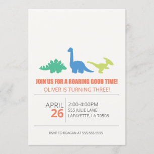 Dinosaur Thème Anniversaire Fête Invitation