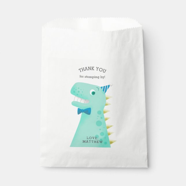 Dinosaur Theme Birthday Party Thank You Favour Bag (Front)