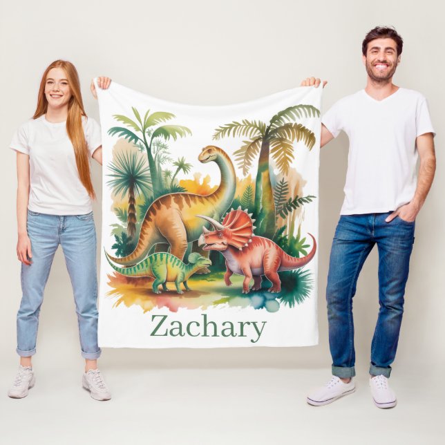 Dinosaur Theme Boy Birthday Party Fleece Blanket (In Situ)