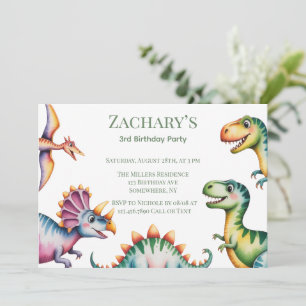 Dinosaur Theme Boy Birthday Party Invitation