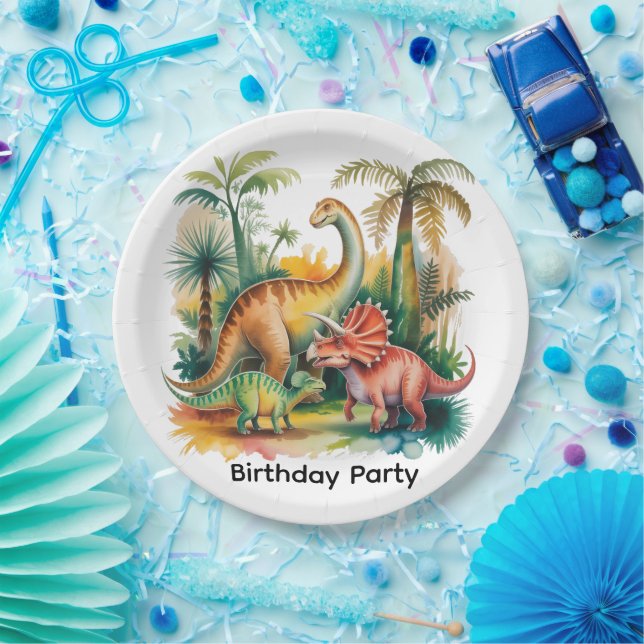 Dinosaur Theme Boy Birthday Party Paper Plate (Party)