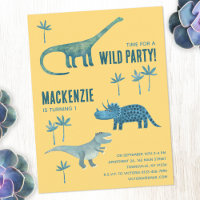 Dinosaur Theme Kids Birthday Party Invitation