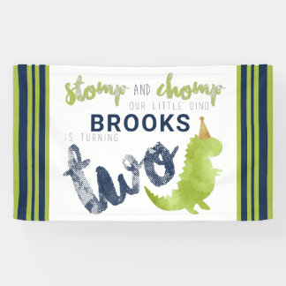Dinosaur Theme Our Little Dino Blue Green Gold Banner