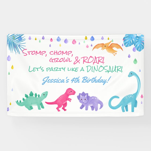 Dinosaur Theme Party Banner (Horizontal)