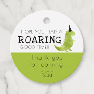 Dinosaur theme party roar roaring good time Thanks Favour Tags