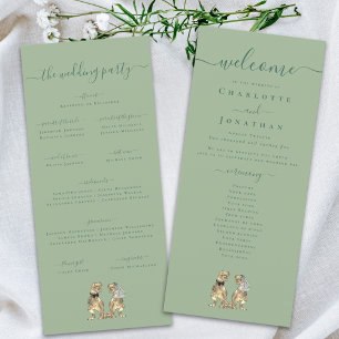 Dinosaur Theme Wedding Ceremony Program Sage Green