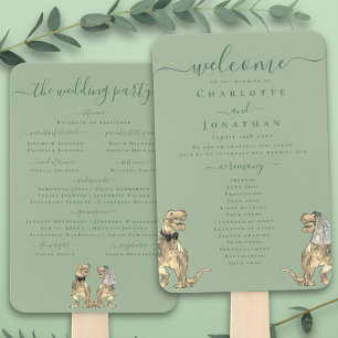 Dinosaur Theme Wedding Ceremony Sage Green Hand Fan