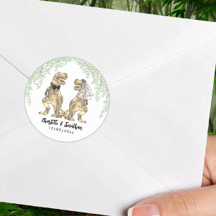 Dinosaur Theme Wedding Personalized Classic Round Sticker