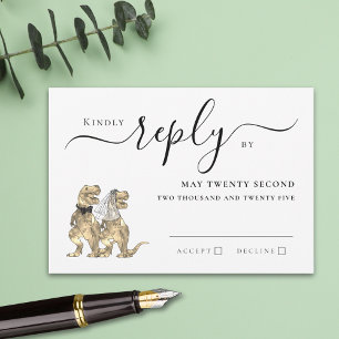 Dinosaur Theme Wedding Reply RSVP Card