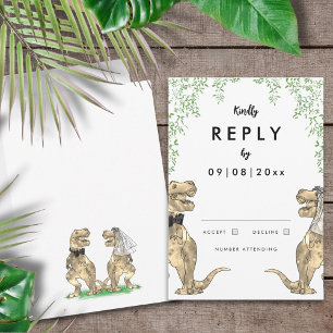 Dinosaur Theme Wedding Reply RSVP Card