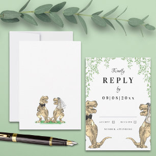 Dinosaur Theme Wedding Reply RSVP Card