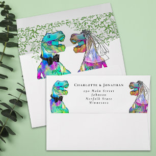 Dinosaur Theme Wedding Return Address  Envelope