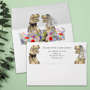 Dinosaur Theme Wedding Return Address  Envelope