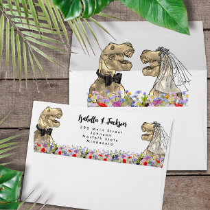 Dinosaur Theme Wedding Return Address Envelope