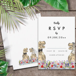 Dinosaur Theme Wedding RSVP Card