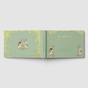 Dinosaur Theme Wedding Sage Green Gold Guest Book
