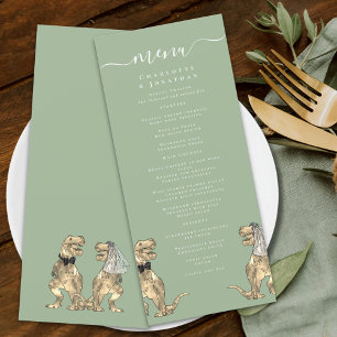 Dinosaur Theme Wedding Sage Green & White Menu