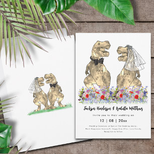 Dinosaur theme Wildflower Wedding Invitation