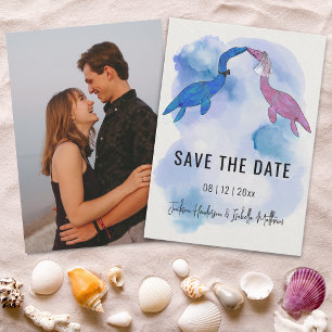 Dinosaur Themed Beach Wedding Photo Save The Date