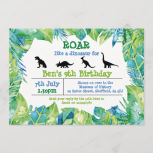 Dinosaur themed birthday party invitation