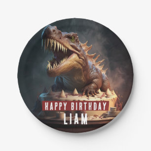 Dinosaur themed Cream Cake - Birthday Paper Plate