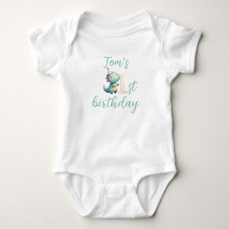 Dinosaur themed first birthday body baby bodysuit