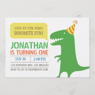 Dinosaur Themed First Birthday Boy invitation