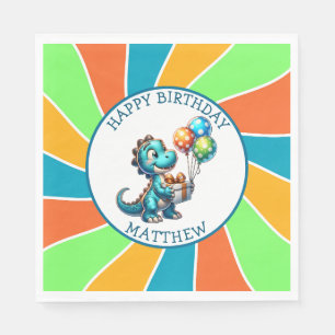 Dinosaur themed Kid's Birthday Party Personalized Napkin