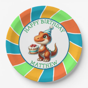 Dinosaur themed Kid's Birthday Party Personalized Paper Plate