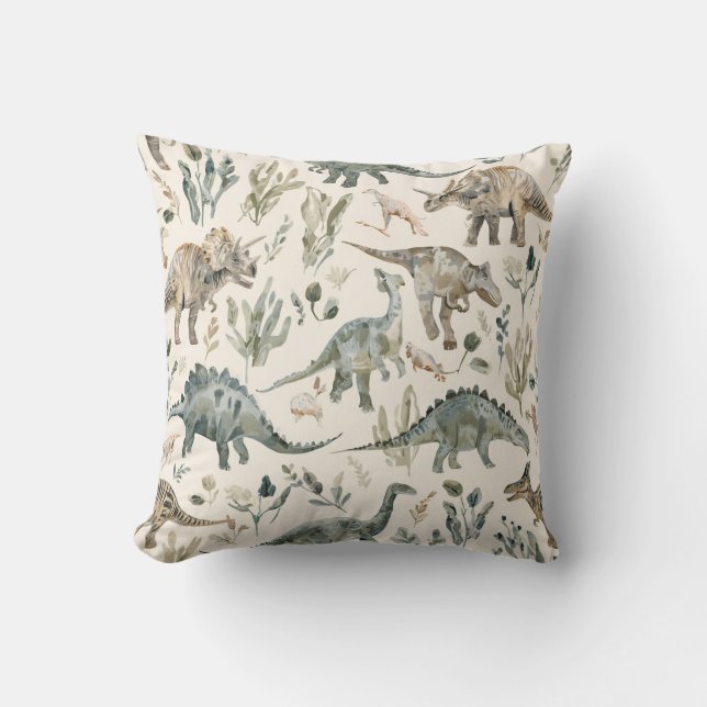 Dinosaur Themed Nursery | Accent Pillow | Vintage (Front)
