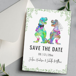 Dinosaur Themed Wedding Green Save The Date