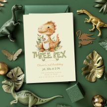 Dinosaur Three Rex 3rd Birthday Party Boys