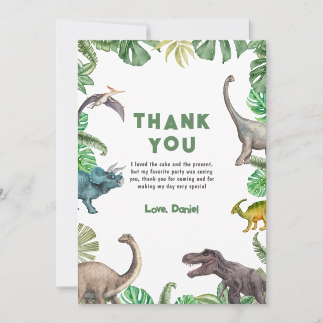 Dinosaur Three rex Birthday Invitation T Rex Party (Front)